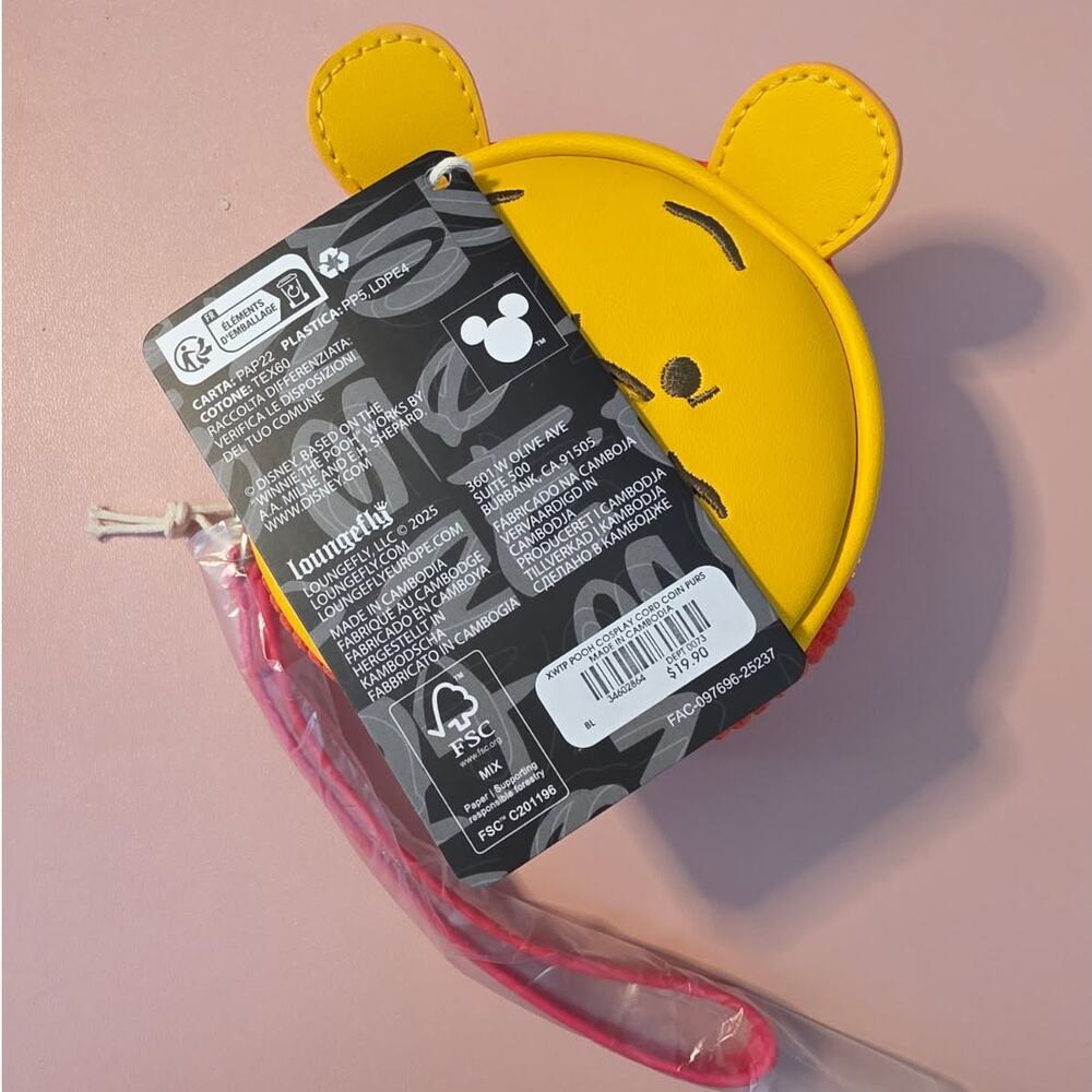 Loungefly Disney Winnie the Pooh Figural Pooh Bear Corduroy Coin Purse NWT - Picture 7 of 8